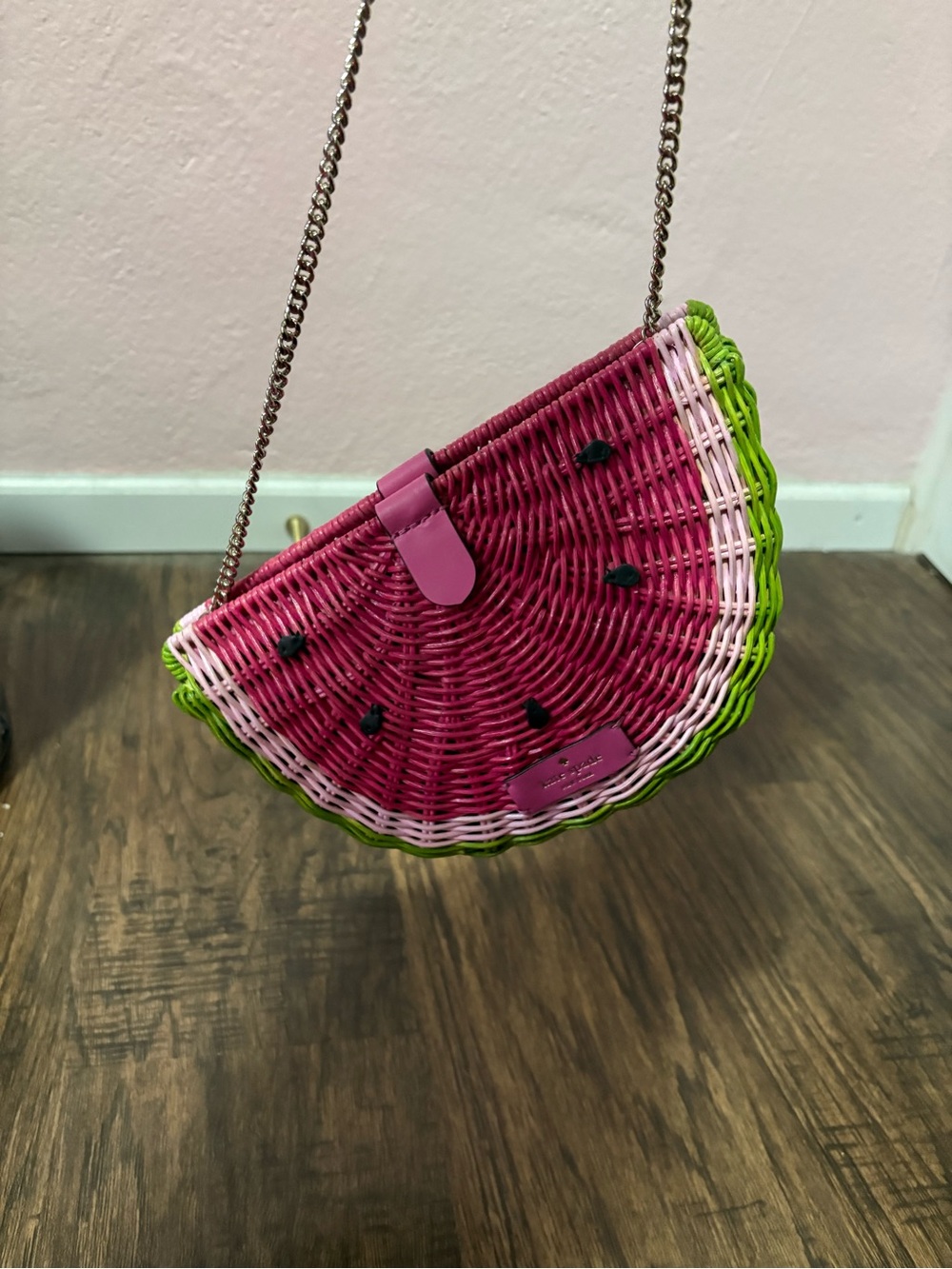 kate spade Watermelon Straw Crossbody Bag in Pink, Green - Picture 5 of 6
